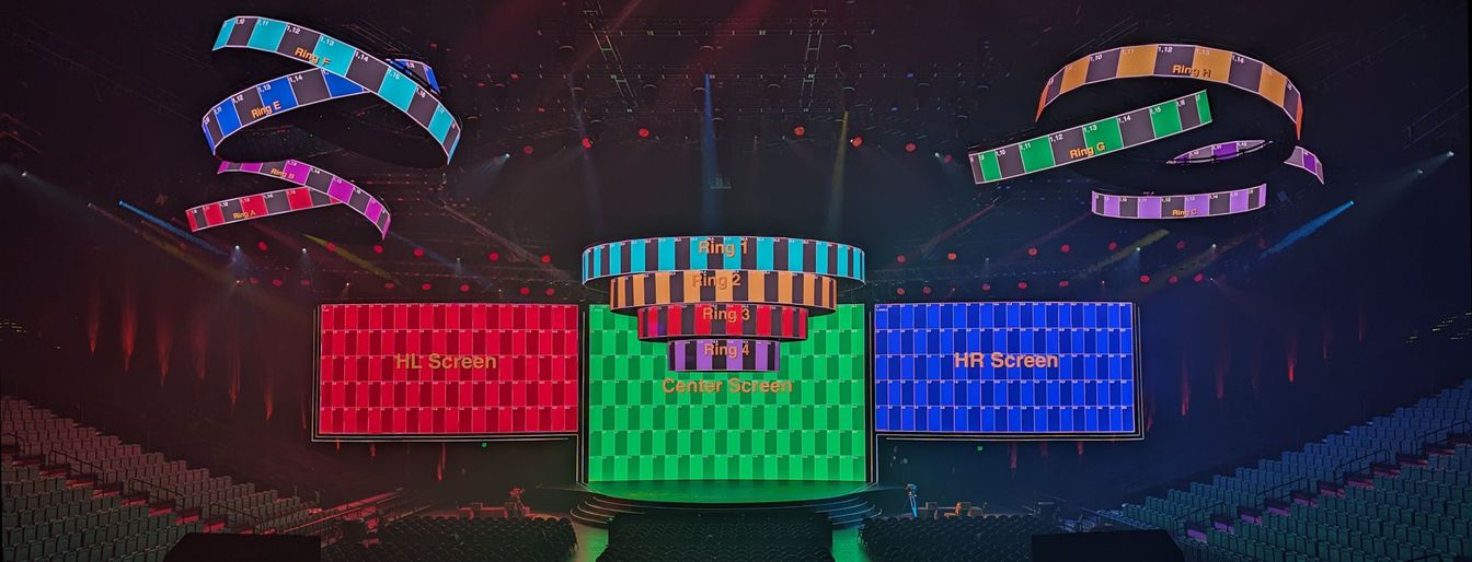 LED screen system pixel-map check, arena show site